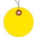 Box Packaging Plastic Circle Tags, Pre Wired, 3" Dia., Yellow, 100/Pack G26073W